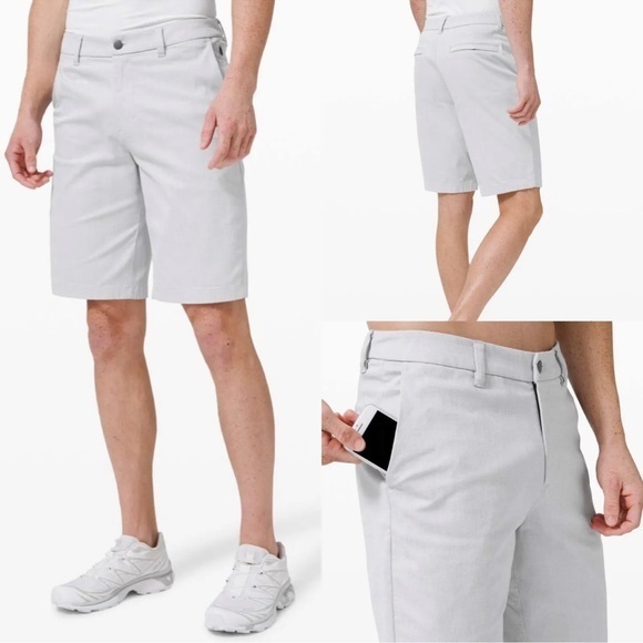 Lululemon Short Qwick Oxford 11” Relaxed Sz 30 Rare NWT Grey BLK/White Golf Work - Picture 4 of 13